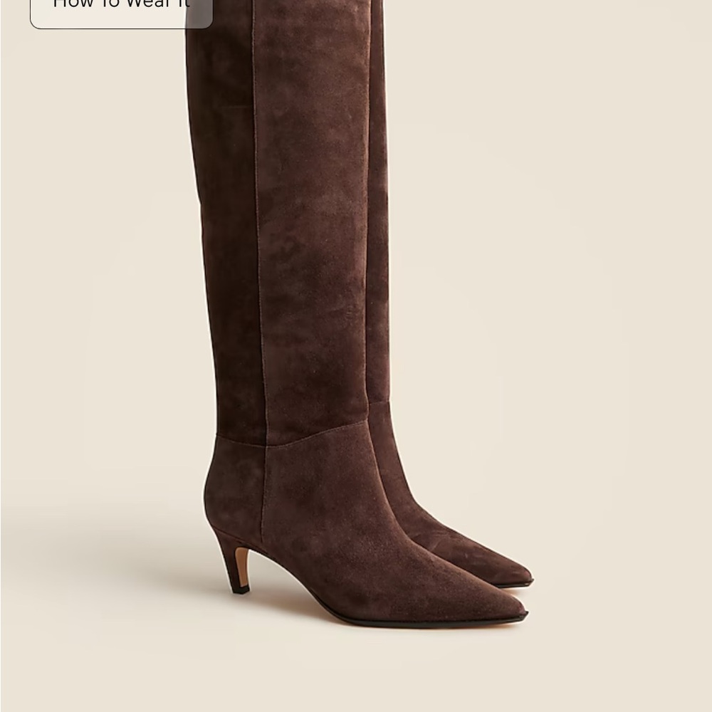 J. Crew Stevie Cocoa Berry Suede Heeled Knee-high Boots